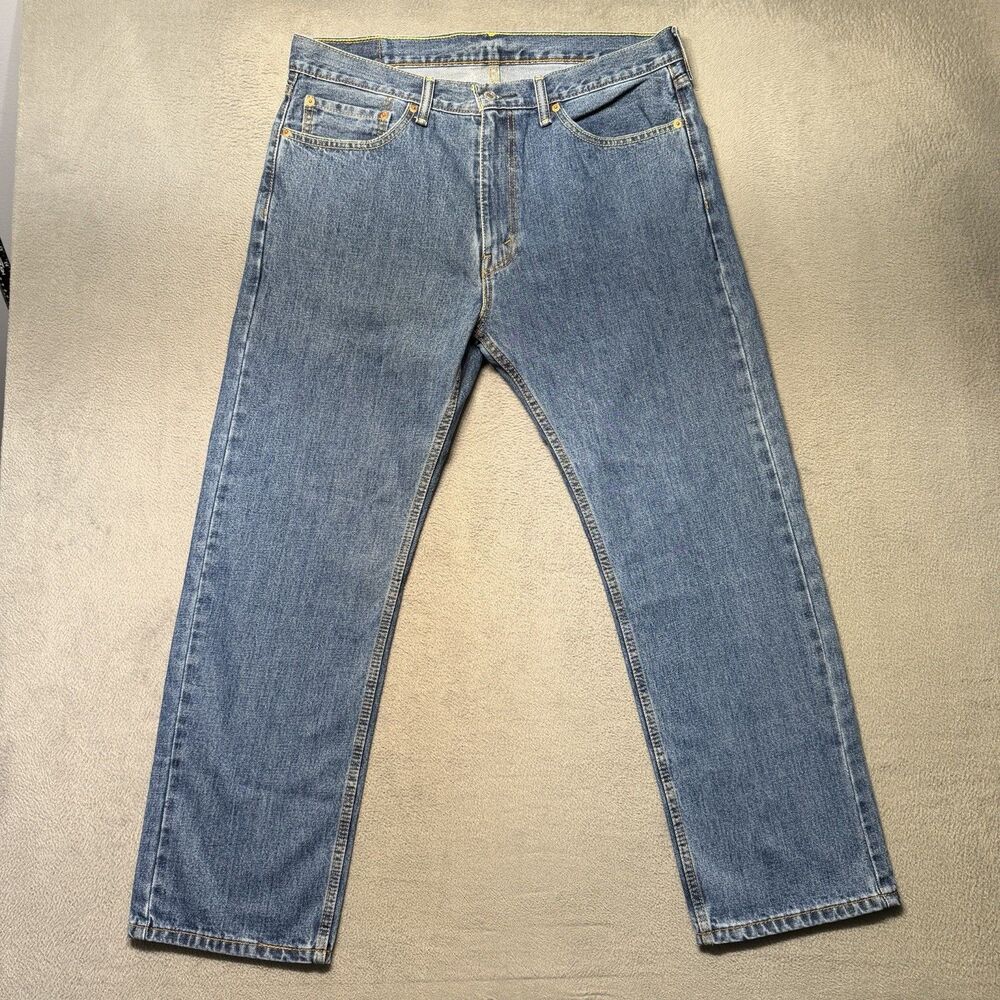 Levis 505 Men’s Jeans 36x29 Blue Medium Wash Regular Fit Straight Leg Denim
